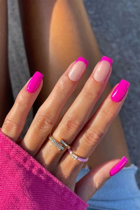 Hot Pink Vibrant Nails For Modern Women Hot Pink French Tips