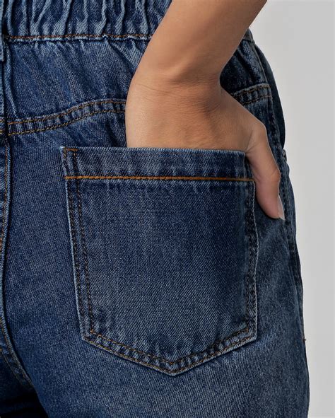 Riachuelo Calça Jeans Feminina Mom Cintura Alta Estonada Denim Médio