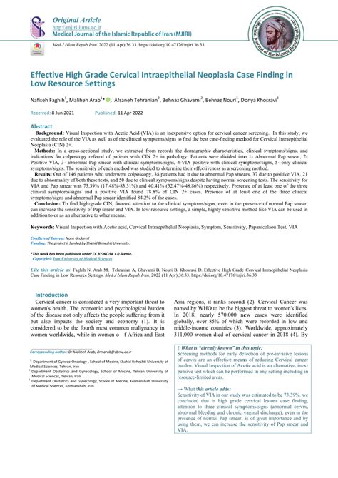 Pdf Effective High Grade Cervical Intraepithelial Neoplasia Case Finding In Low Resource Settings