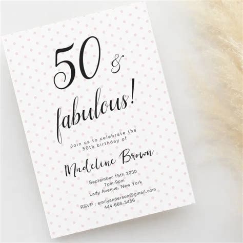 50 And Fabulous Pink Black 50th Birthday Invitation Zazzle