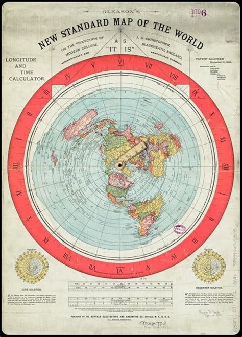 Gleason De Nuevo Mapa Del Mundo [tierra Plana] Circa 1892 Estándar 76 2 X 106 7 Cm Amazon