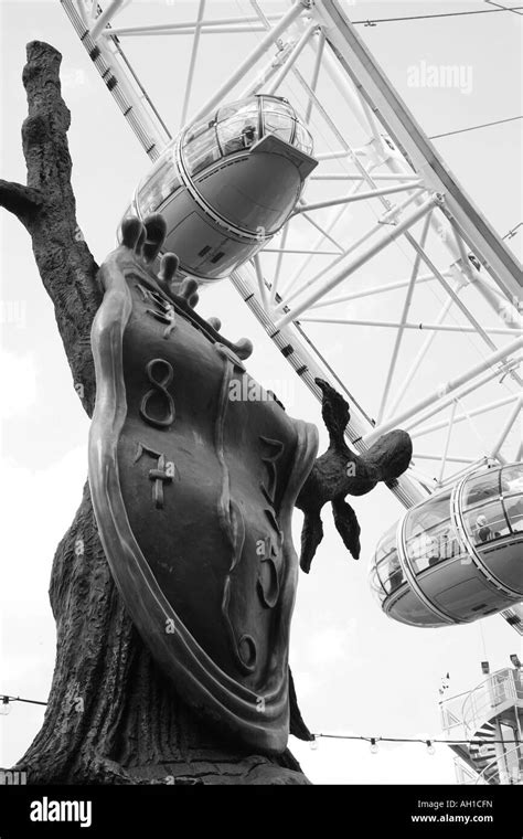 London Eye And Dali Art Piece London England Uk Stock Photo Alamy