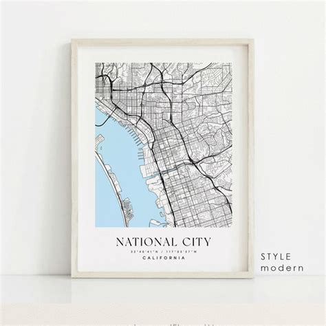 California Map Of Cities Etsy