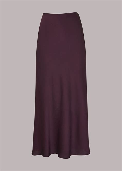 Whistles Satin Bias Cut Skirt In Aubergine — Ufo No More