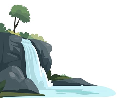 Premium Vector | Cartoon waterfall landscape background card poster ...