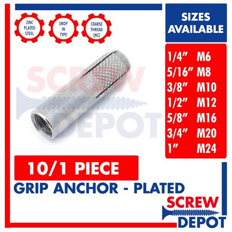 101pcs Plated Grip Anchor Drop In Anchor Expansion Bolt Screw