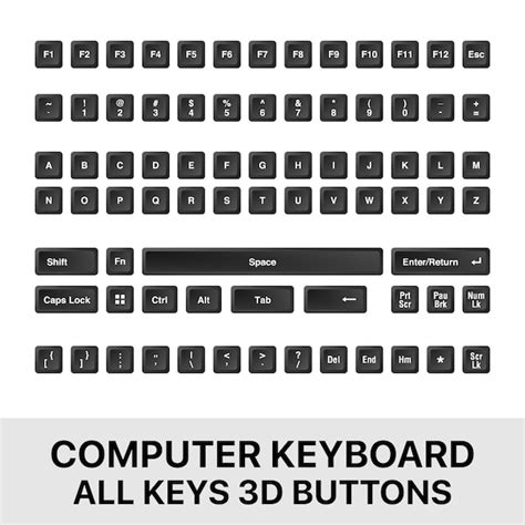 Premium Vector | 3D Keyboard Keys with Black buttons