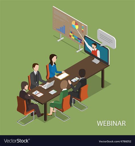 Webinar Flat Isometric Concept Royalty Free Vector Image