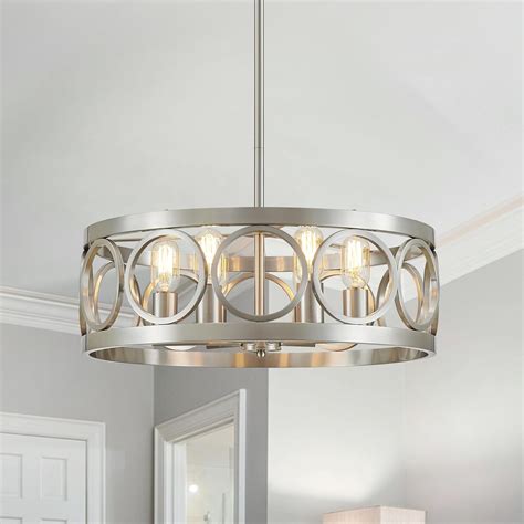 XINGQI 6 Light Modern Farmhouse Chandelier Brushed Nickel 21 7 Drum