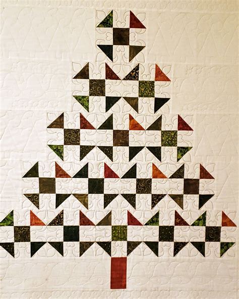 Quilted Christmas Tree Wall Hanging Handmade Holiday Decor