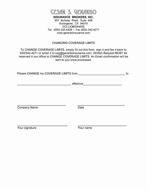 Certificate Of Insurance Request Template Financial Report