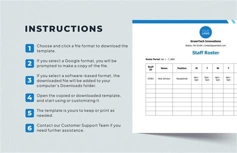 Staff Roster Template in Google Docs, PDF, Word - Download | Template.net