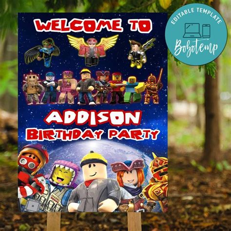 Roblox Birthday Welcome Sign Digital File Printable DIY Bobotemp