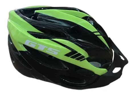 Capacete Sinalizador Led Ciclismo Bike Verde E Preto Gts