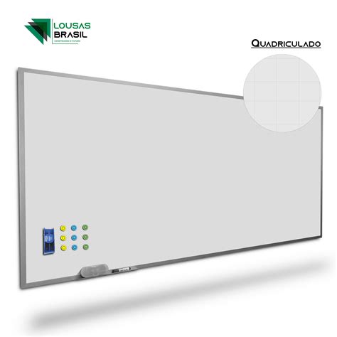 Quadro Branco Quadriculado Magnético Reto Lousa Profissional Moldura