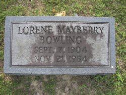 Lorene Mayberry Bowling Find A Grave Memorial