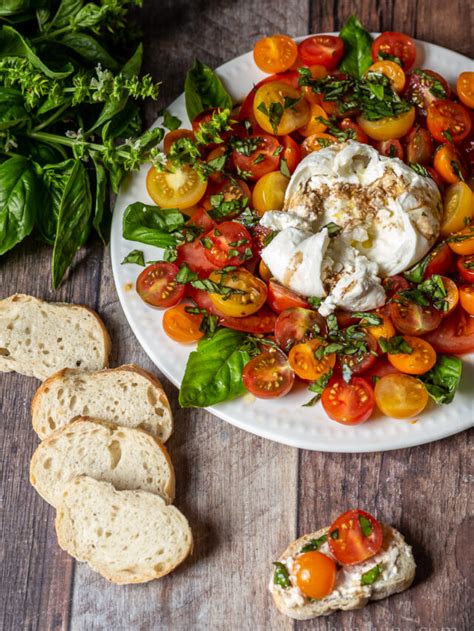 Caprese Salad With Burrata And Cherry Tomatoes Hearth And Vine