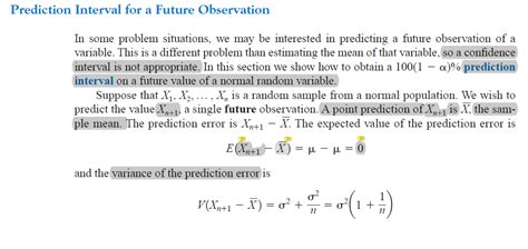 Statistics Prediction Interval Method Explanation Mathematics Stack