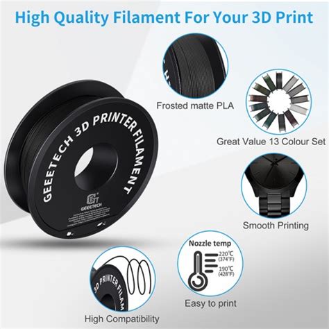 Matte Black PLA 3D Printer Filament 1 75mm Geeetech