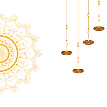 Diwali Frame Decorations Mandala With Hanging Diya Art Vector Hd Psd ...