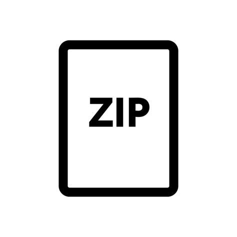 Línea De Icono De Archivo Zip Aislada Sobre Fondo Blanco Icono Negro