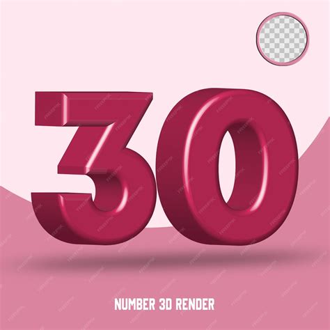 Premium PSD | 3d render number 30 red marron color