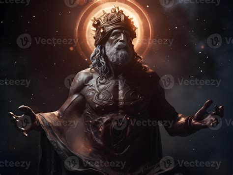 The Greek God Darkness Embodying Erebus In Ancient Greek Vestments The Galaxy With The Solar