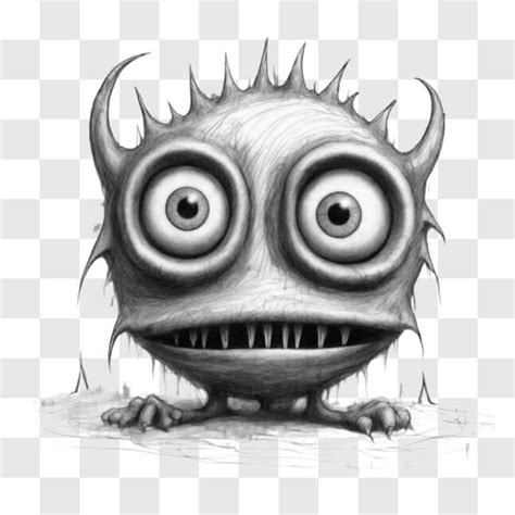 Download Ugly Monster Pencil Sketching - Black and White Drawing ...