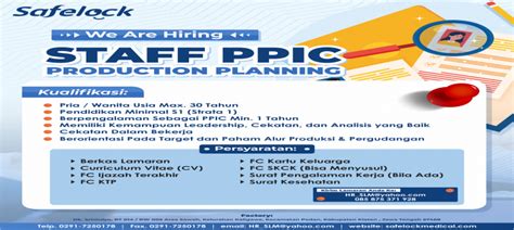 Lowongan Kerja Staff Ppic Production Planning