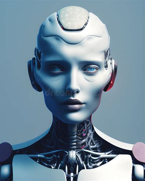 Android Robot Face Headshot Portrait Generative Ai Stock Illustration