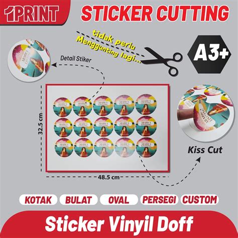 Jual Cetak Sticker Vinyl A3 Print Stiker Vinyl A3 Glossydofftransparant Print Kiss