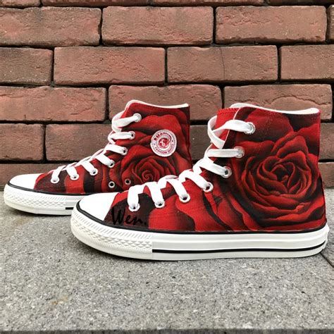 Wen Original Design Custom Shoes Hand Painted Sneakers Rose All Red ...