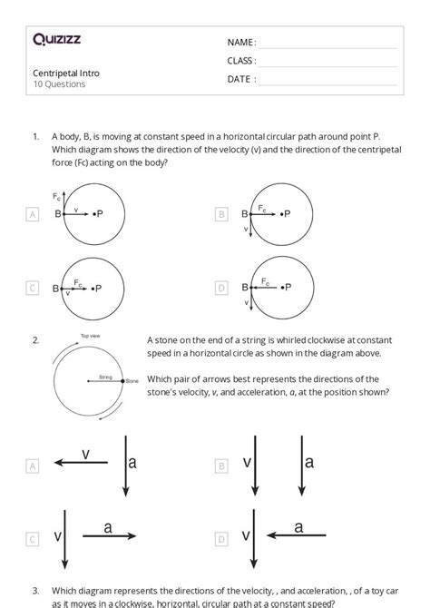 Centripetal Acceleration Worksheets On Quizizz Free Printable