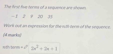 Solved The First Five Terms Of A Sequence Are Shown Work