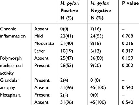 Histology Descriptions Based On Updated Sydney Classification