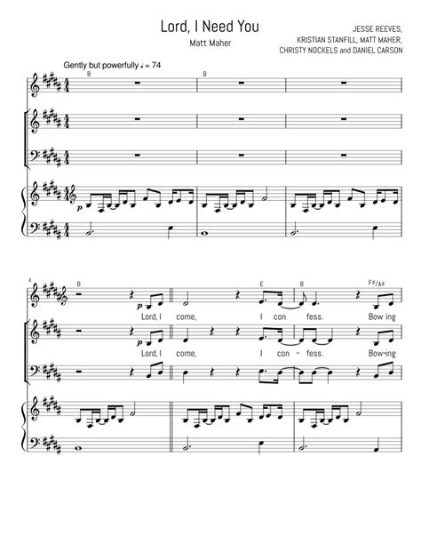 Lord I Need You Satb Piano Matt Maher Sheet Music For Piano Voice Download Free In Pdf Or