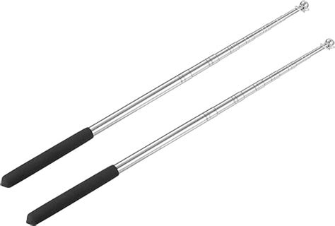 PATIKIL 5 Feet Telescopic Handheld Flagpoles 2 Pack Stainless Steel