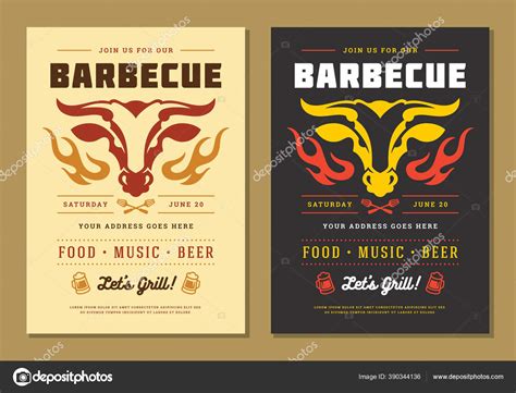 Barbecue Party Vector Flyer Or Poster Design Template Stock Vector Image By ©provectors 390344136