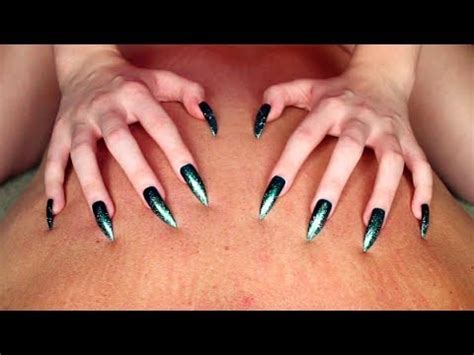 Asmr Back Scratching Session With My Long Dark Green Nails Youtube