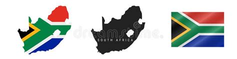 South Africa Detailed Flag Map Detailed Silhouette Waving Flag