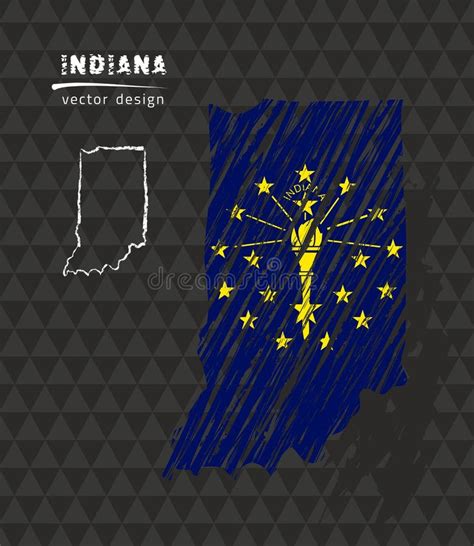 Map Of Indiana With Hand Drawn Sketch Pen Map Inside Vector