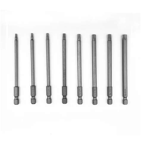 OUTILS EMBOUT DE tournevis Torx 8 pièces Perceuse 100mm Sécurité Argent