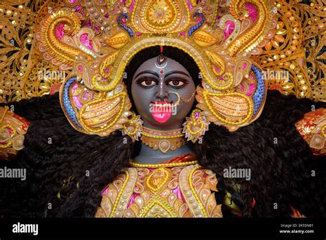 Goddess Kali Idol Decorated At Puja Pandal Kali Puja Also Known As