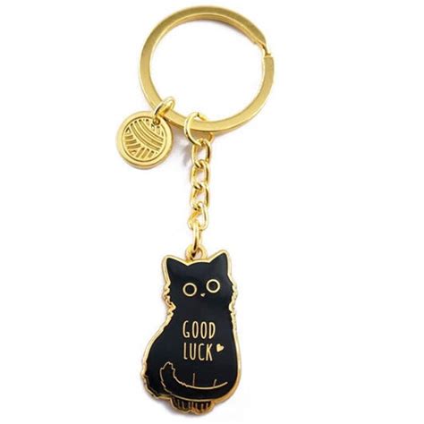 Cat Keychain Black Cat Keychain Good Luck Charm Good Luck Etsy