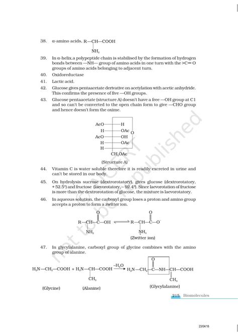 Ncert Exemplar Book For Class 12 Chemistry Chapter 14 Biomolecules