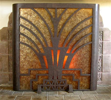 Freestanding Art Deco Fireplace Screen design with Mica in 2022 | Art ...