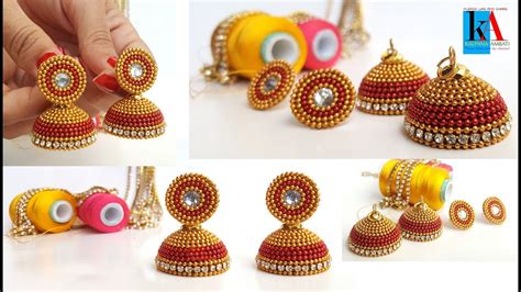 Simple And Beautiful Silk Thread Earrings Making Tutorials Jhumkas