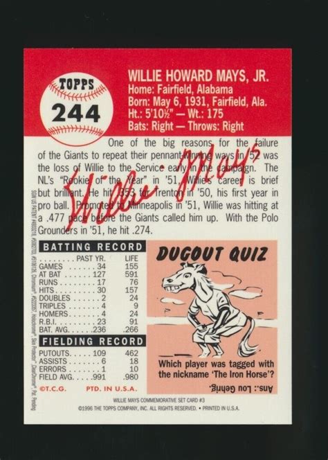 Topps Willie Mays Reprints Finest Topps Hof Giants Ebay