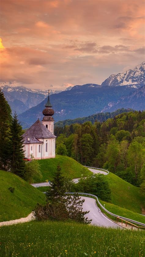 Sanktuarium Maria Gern Na Tle Alp Salzburskich Tapeta Na Telefon