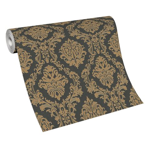 Decorative Wallpaper Erismann Versailles Black Gold Wall Art